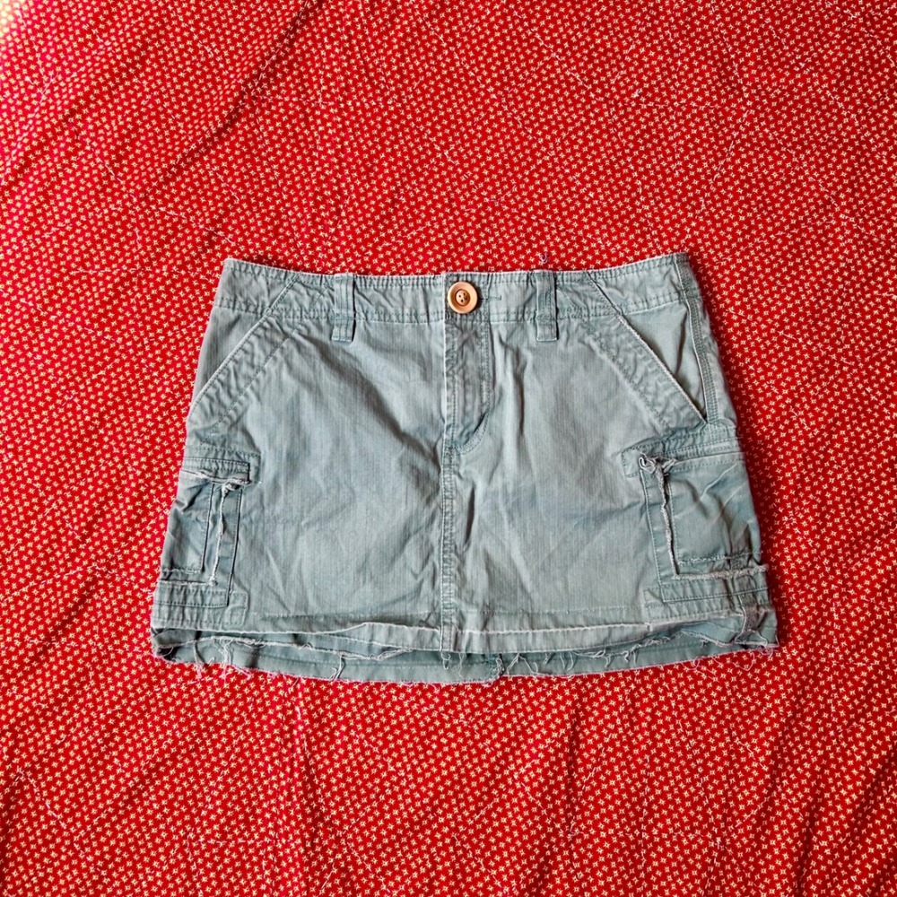 Old Navy Vintage Y2K Sage blue Cotton Cargo Mini Skirt Size 8